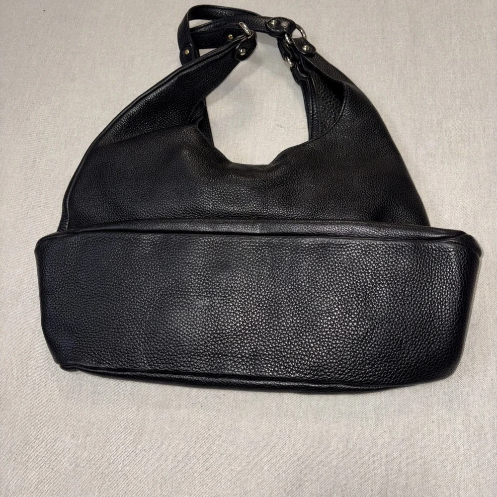 St‎ John Large Hobo Bag Leather Black Classic Silver Hardware Designer Old Money